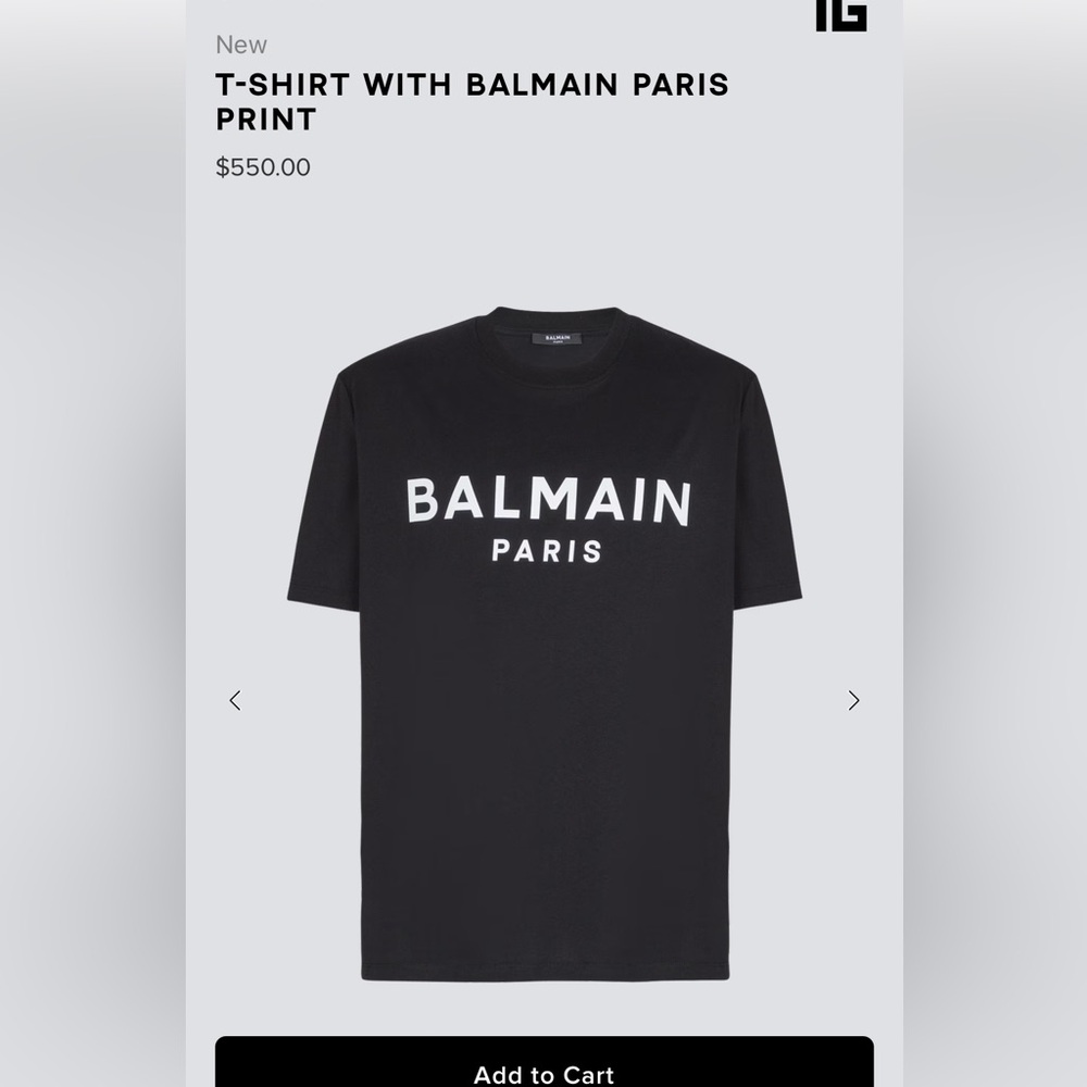 Balmain Black and White Logo T-Shirt medium